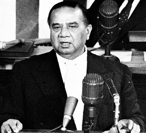 Prime Minister Huseyn Shaheed Suhrawardy addressing to the Public