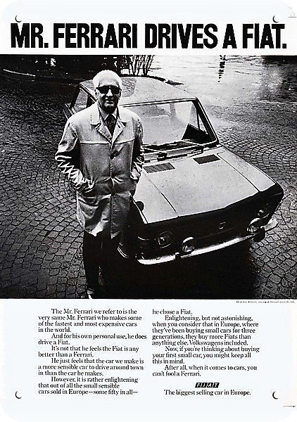Details about 1971 FIAT Car Replica Metal Sign - MR. ENZO FERRARI